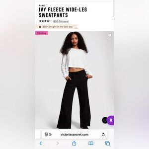 PINK Victoria's Secret Black Wide-Leg Sweatpants
